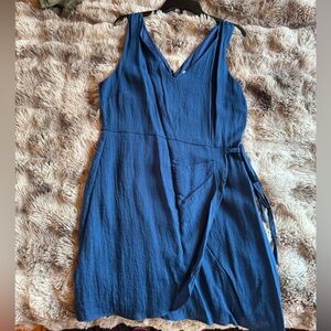 Sam Edelman Blue Sleeveless Wrap Mini Dress